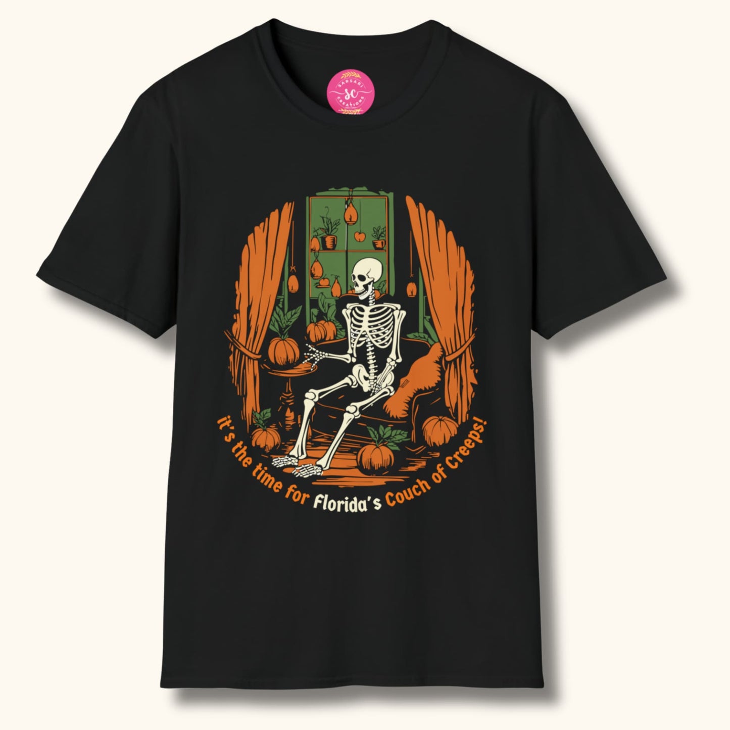 Vintage Skeleton Printed Spooky Season Halloween Streetwear Tee Women/Men S-3XL - Black/Dark Grey #G6400