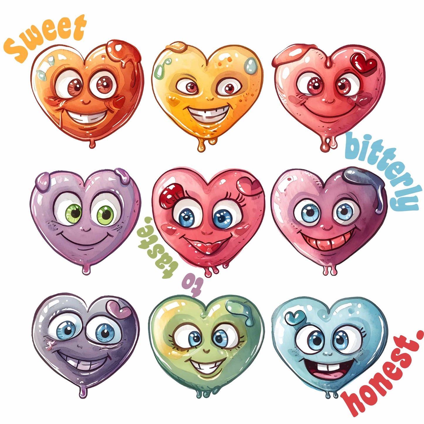 Bitter Candy Hearts Clipart from the Anti-Valentine's Day 2024 PNG Bundle.