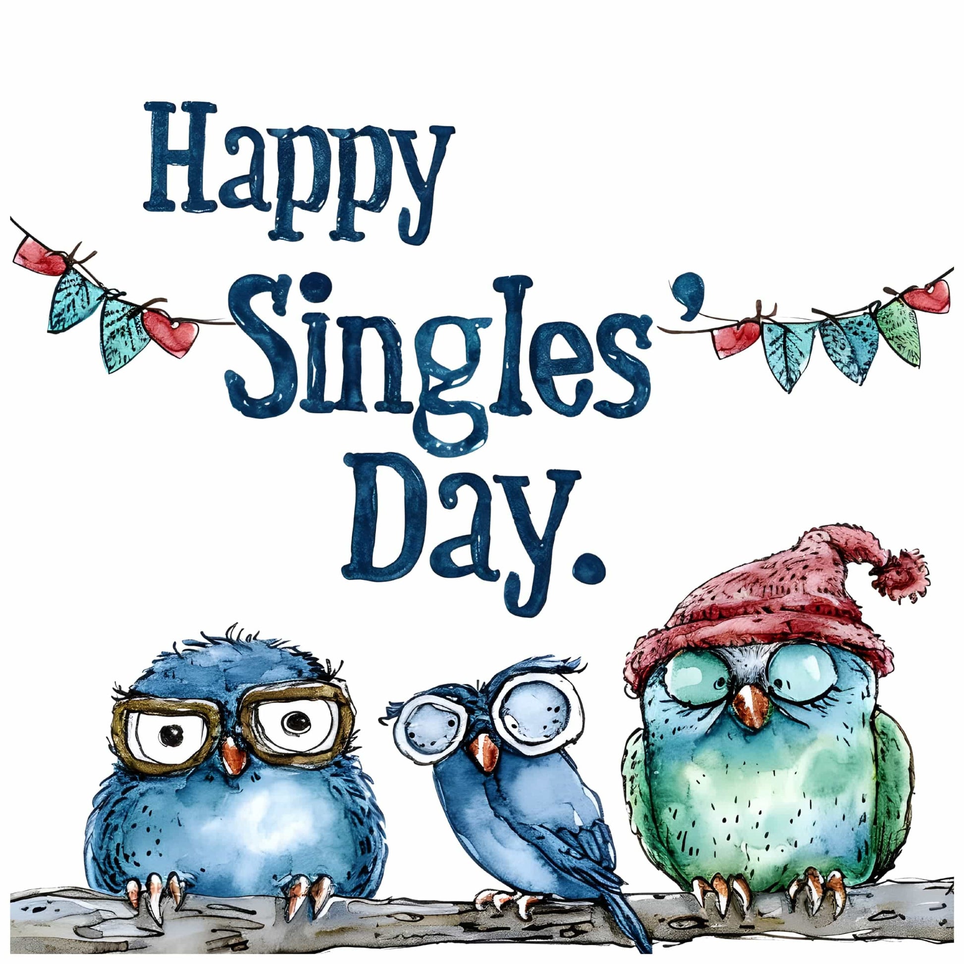 Happy Singles' Day' Banner - Featured in Anti-Valentine's Day Clipart PNG Bundle 2024.