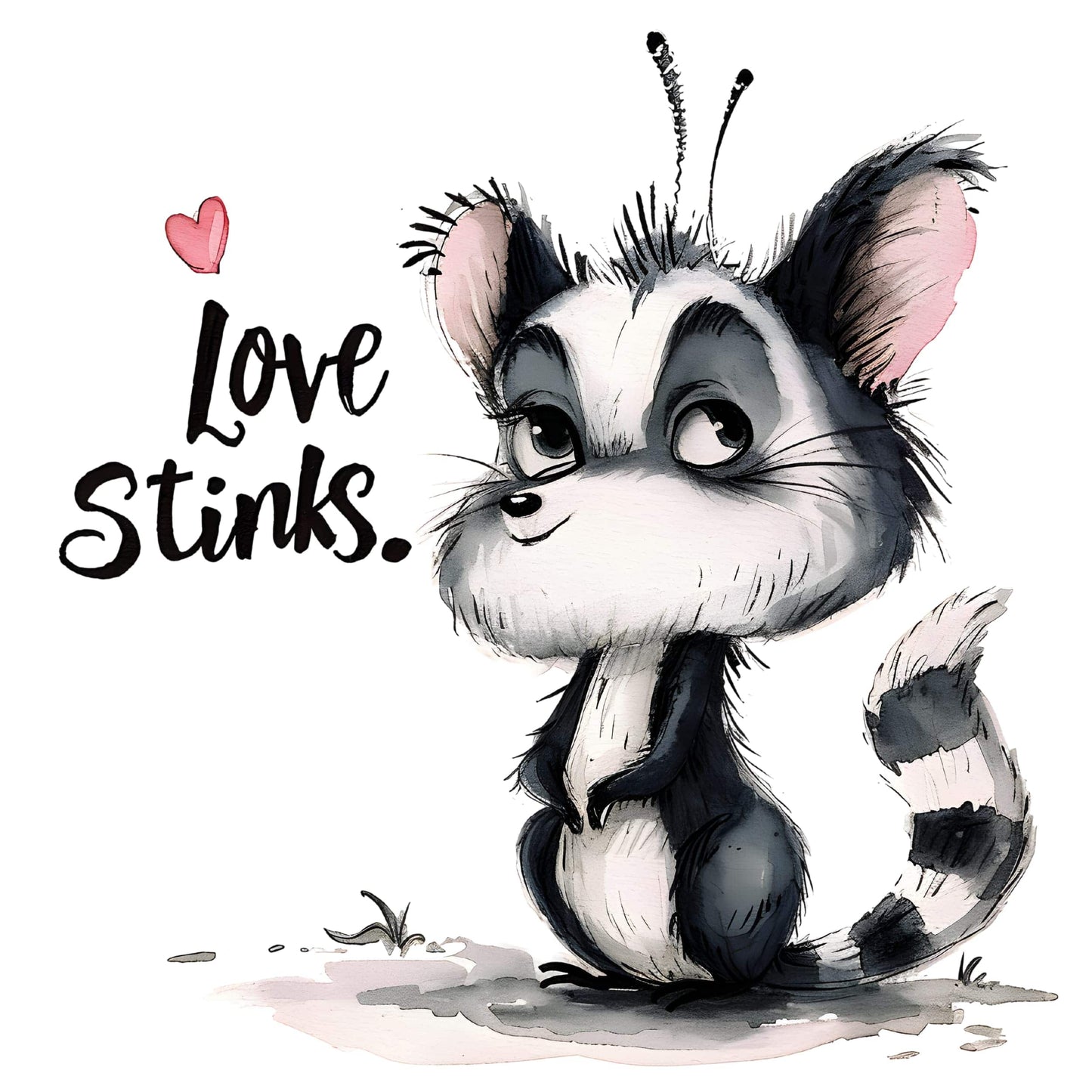 Love Stinks' Skunk Design in Anti-Valentine's Day Clipart PNG Bundle 2024.