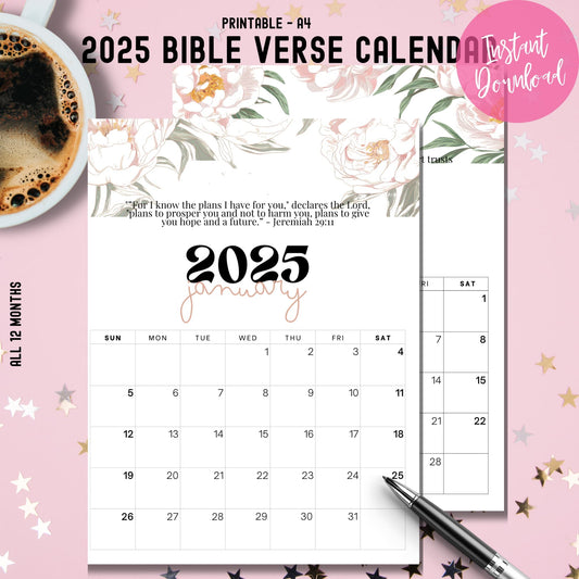 2025 Bible Verse Calendar with Monthly Scriptures