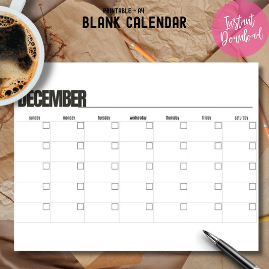 December new year goal planner with coffee cup and instant download badge for holidays