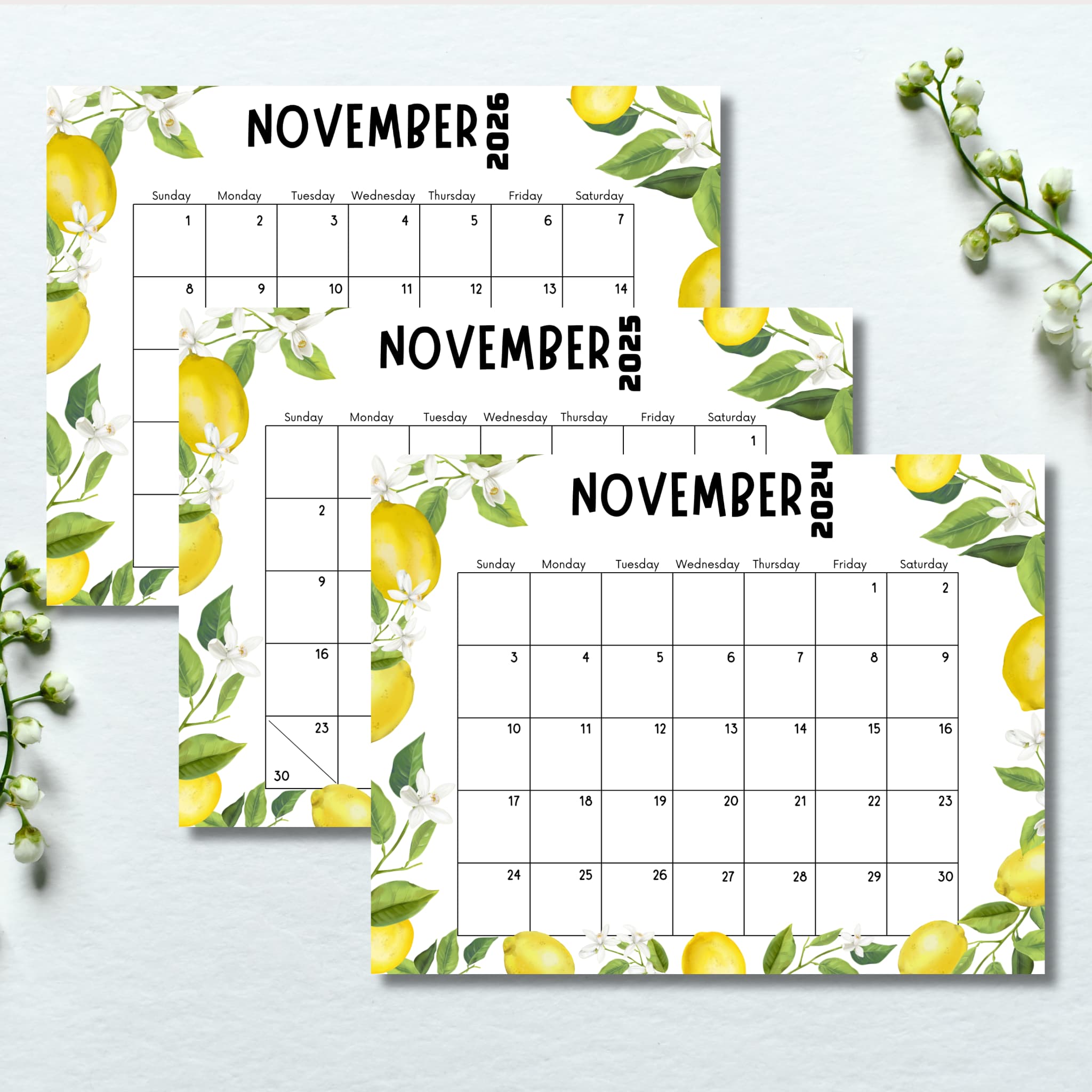 November Calendar Floral