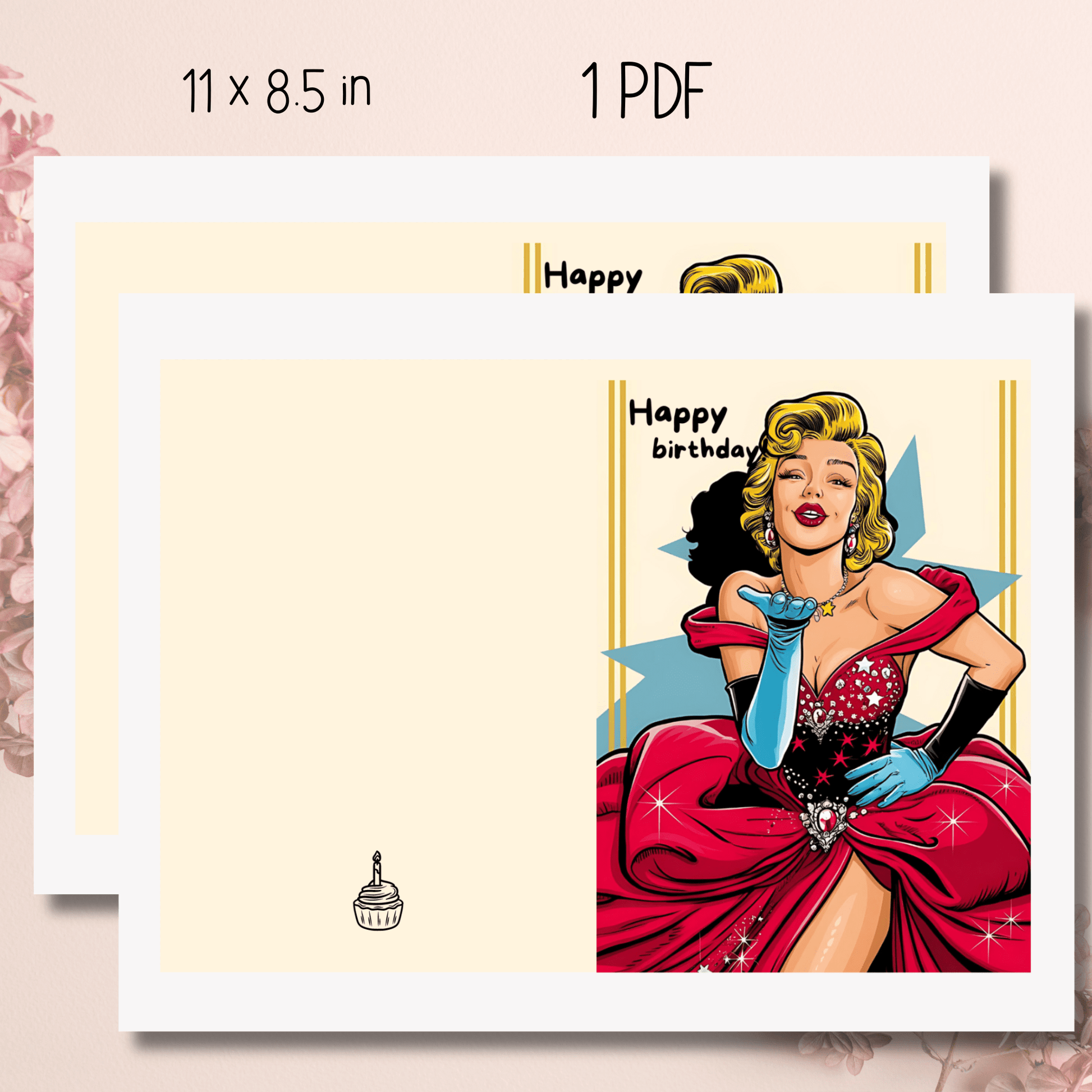 printed PDF sheet of birthday greeting card for download