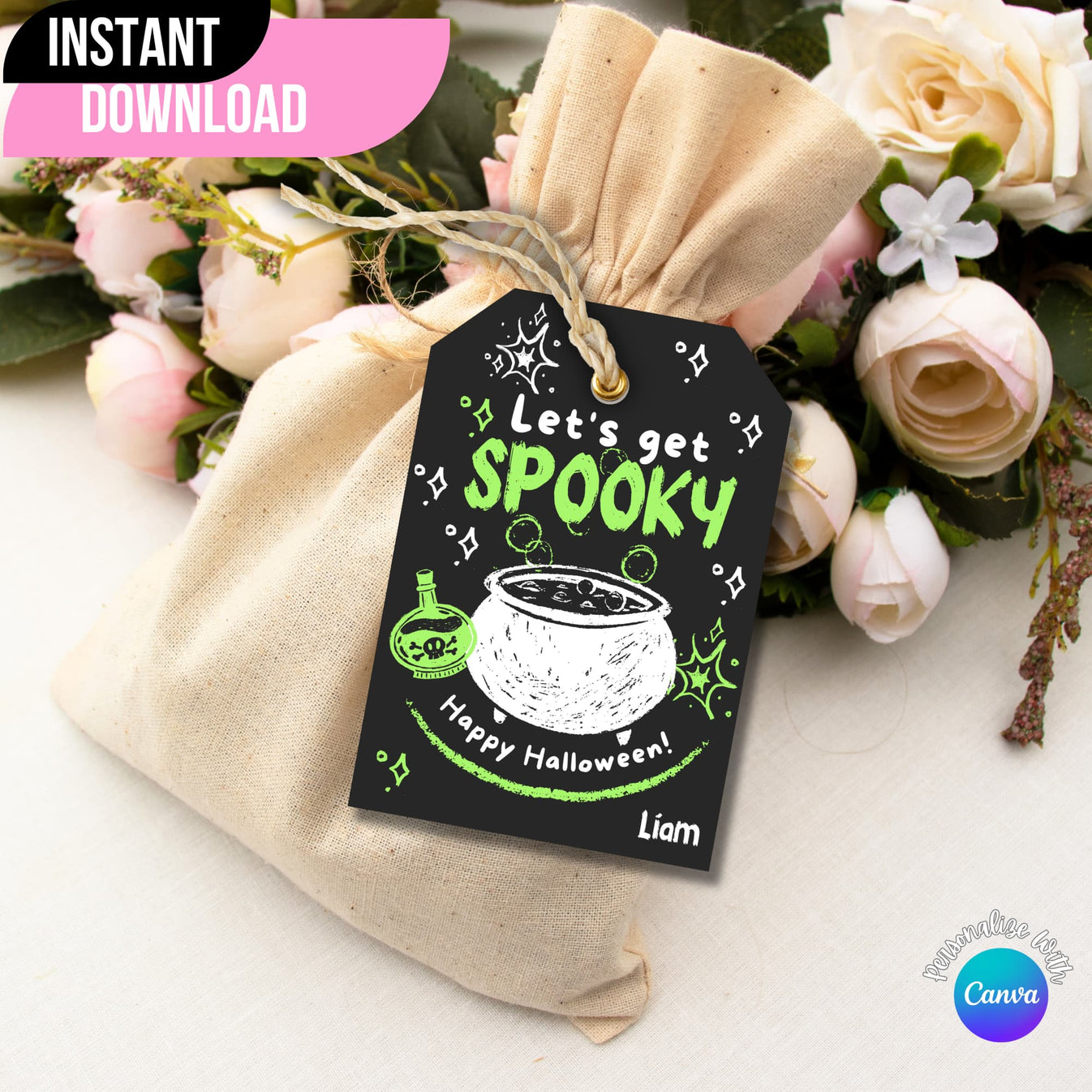 Editable Printable Halloween Tags for Goodie Bags Template Free