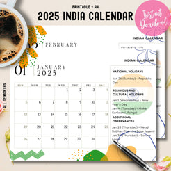 2025 Indian Printable Calendar ๐
 | Free A4 PDF with Holidays ...