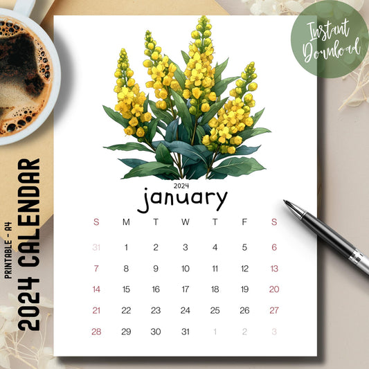 Mahonia Magic January 2024-25 full year calendar