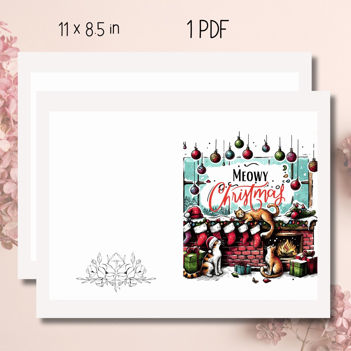 An 11x8.5 inch print-ready sheet of the Free Printable Christmas Card for 2023, featuring a beautifully designed festive template, ready for personal customization and holiday greetings.