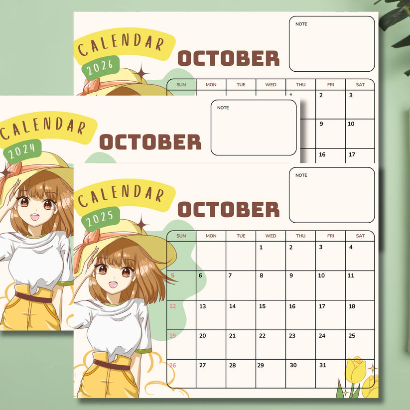 🗓️ Free Anime Calendar 20242026 Cute Printable Monthly Planner
