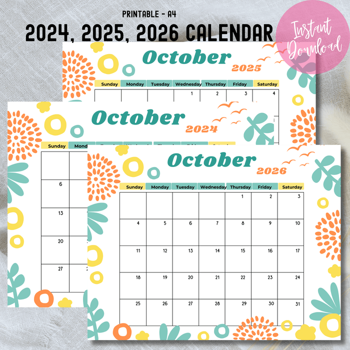 Assorted October calendar designs