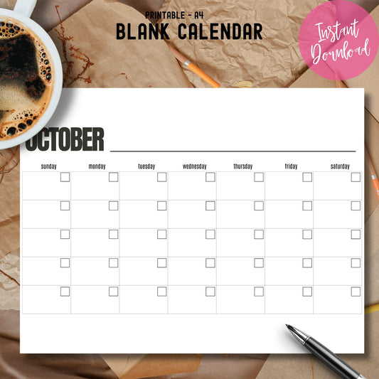 October goal setting planner with coffee cup and instant download badge for autumn planning