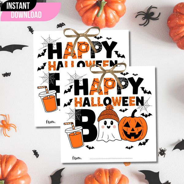 Orange Black Halloween Ghost Favor Tags