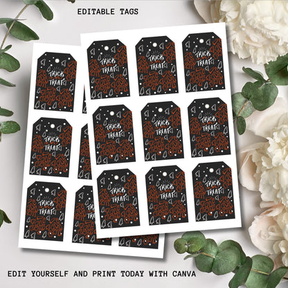 Sheet of Cute Halloween printable tags.