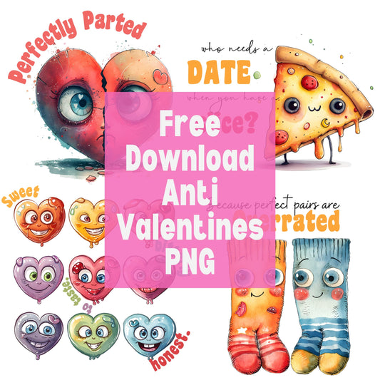 the Anti-Valentine's Day Clipart PNG Bundle 2024 with free download banner