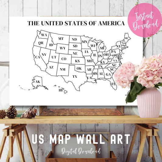 Printable USA Map Wall Art display options