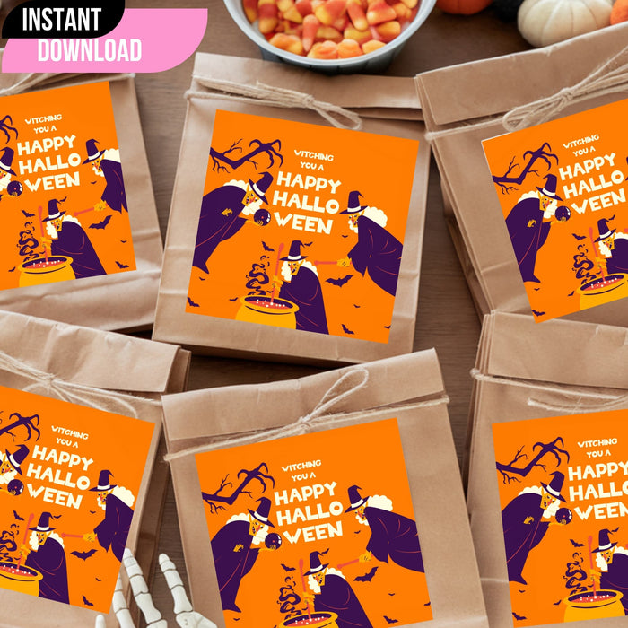 Etiquetas de Halloween de Bruja