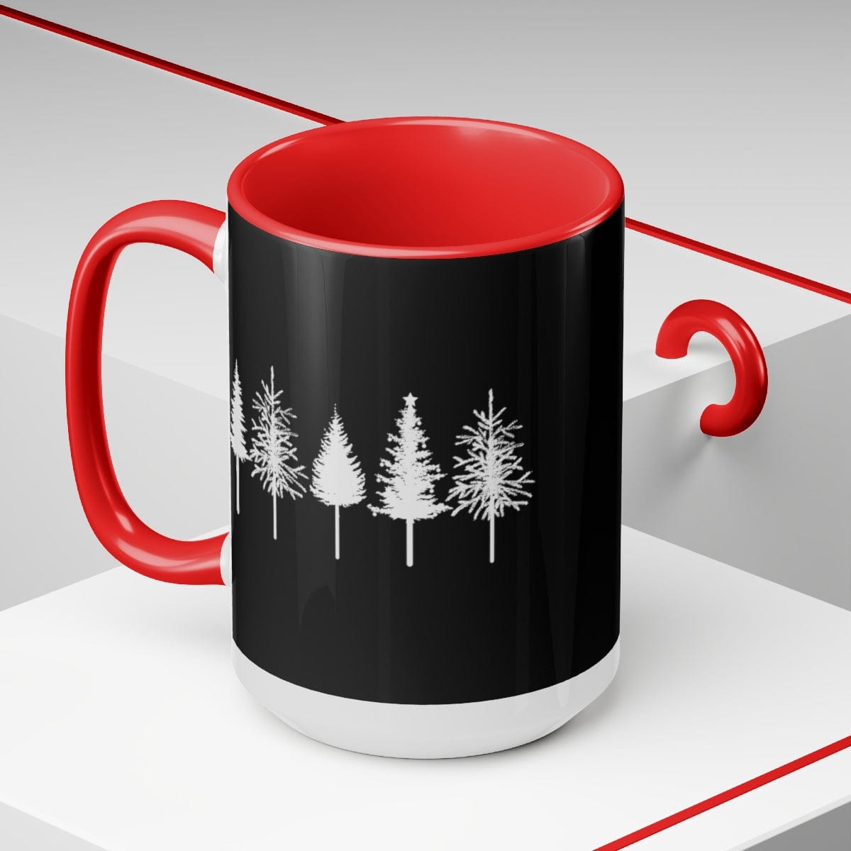 Tree Mug, Christmas Mug, Christmas Gifts, Xmas Gifts, Couple Gift, Family Christmas Mug 15 oz Two-Tone Coffee Mugs