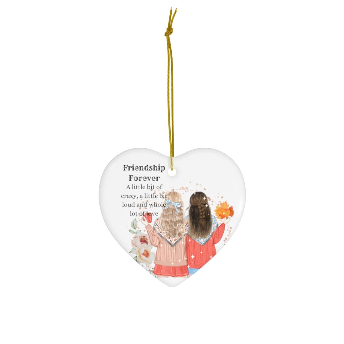 Friendship Forever Christmas Ceramic Ornament, 4 Shapes