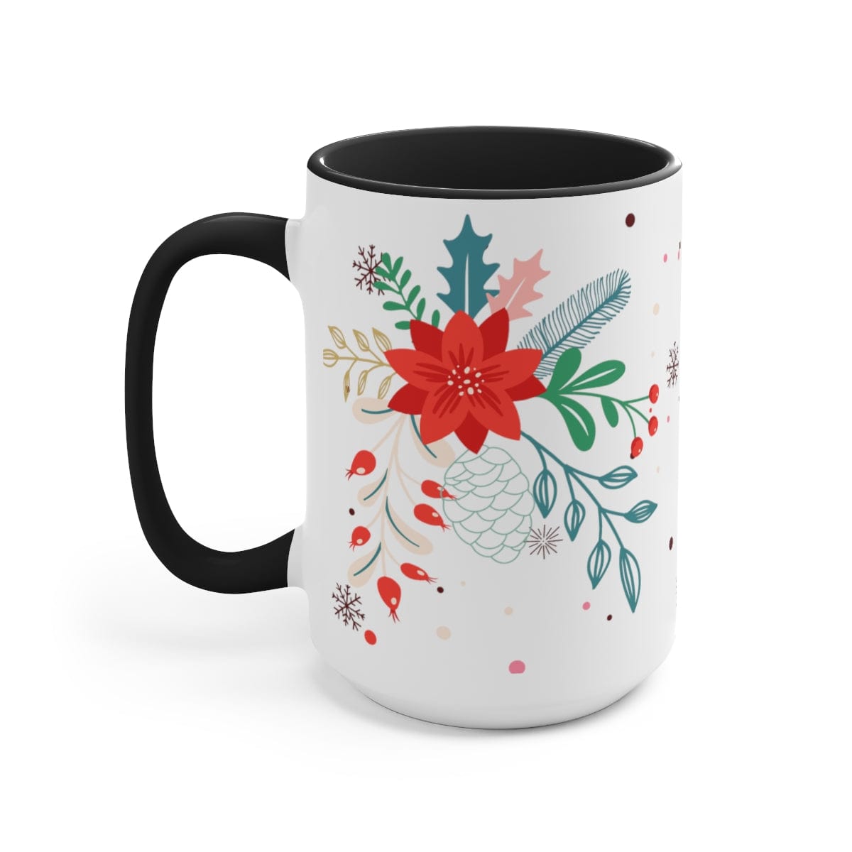 Pink Flower Coffee Mug - Home Decor - Christmas Family Gift - 15 oz Two-Tone Coffee Mugs