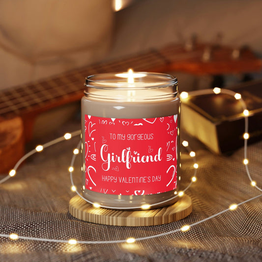 "To My Valentine Girlfriend - Personalised Soy Candle Gift for Valentine's Day, Him or Her, Couple, Handmade