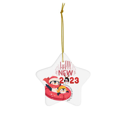 Happy New Year 2023 Ceramic Ornament, 4 Shapes