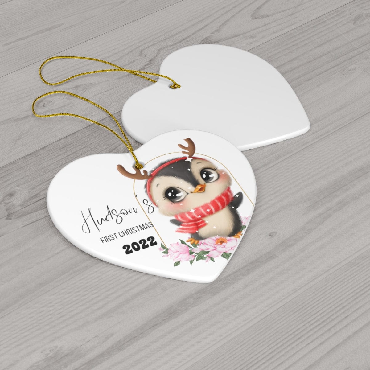 Hudson's First Christmas 2022 Custom Ceramic Ornament, 4 Shapes