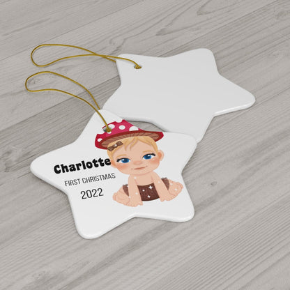 Charlotte's First Christmas 2022 Ceramic Ornament, 4 Shapes