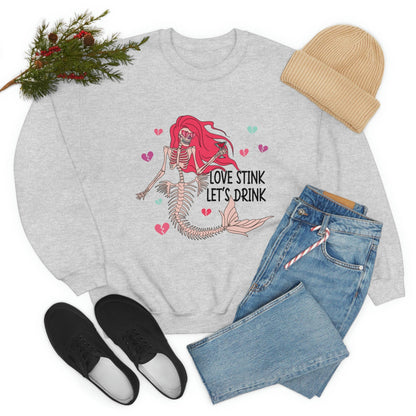 Anti-Valentine's Day 2023: Drink Like a Mermaid Skeleton Sweatshirt