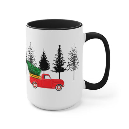 Christmas Coffee Mug, Christmas Decor, Christmas Mug for Coworker, Tree Mug, Holiday Mug 15 oz Two-Tone Coffee Mugs
