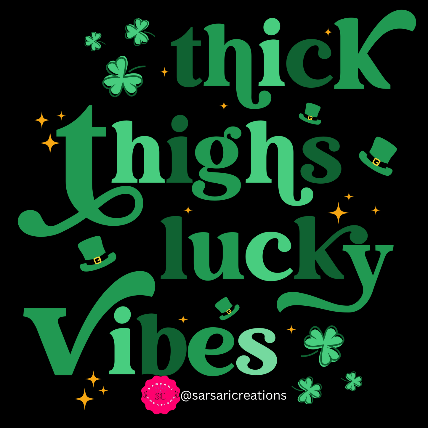 2023 Unisex Thick Thigh Lucky Vibes St Patricks Day Funny Irish Graphic T-Shirt