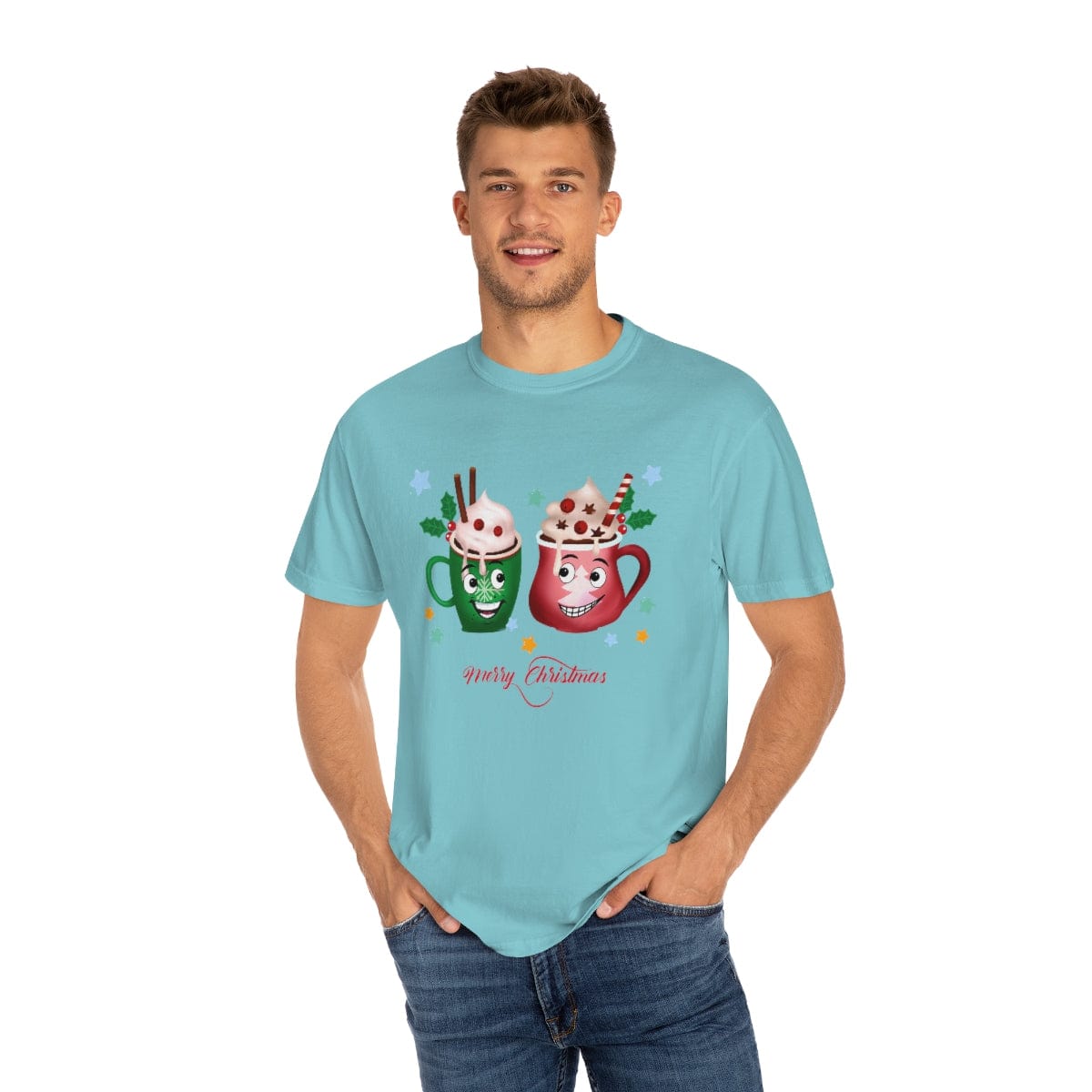 Retro Christmas Comfort Colors Shirt, Christmas Coffee Shirt, Christmas Men Gift, Retro Holiday Shirt, Funny Xmas T-Shirt, Unisex Garment-Dyed T-shirt