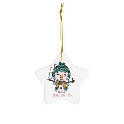 Cute Snowman Christmas Ceramic Ornament, 4 Shapes