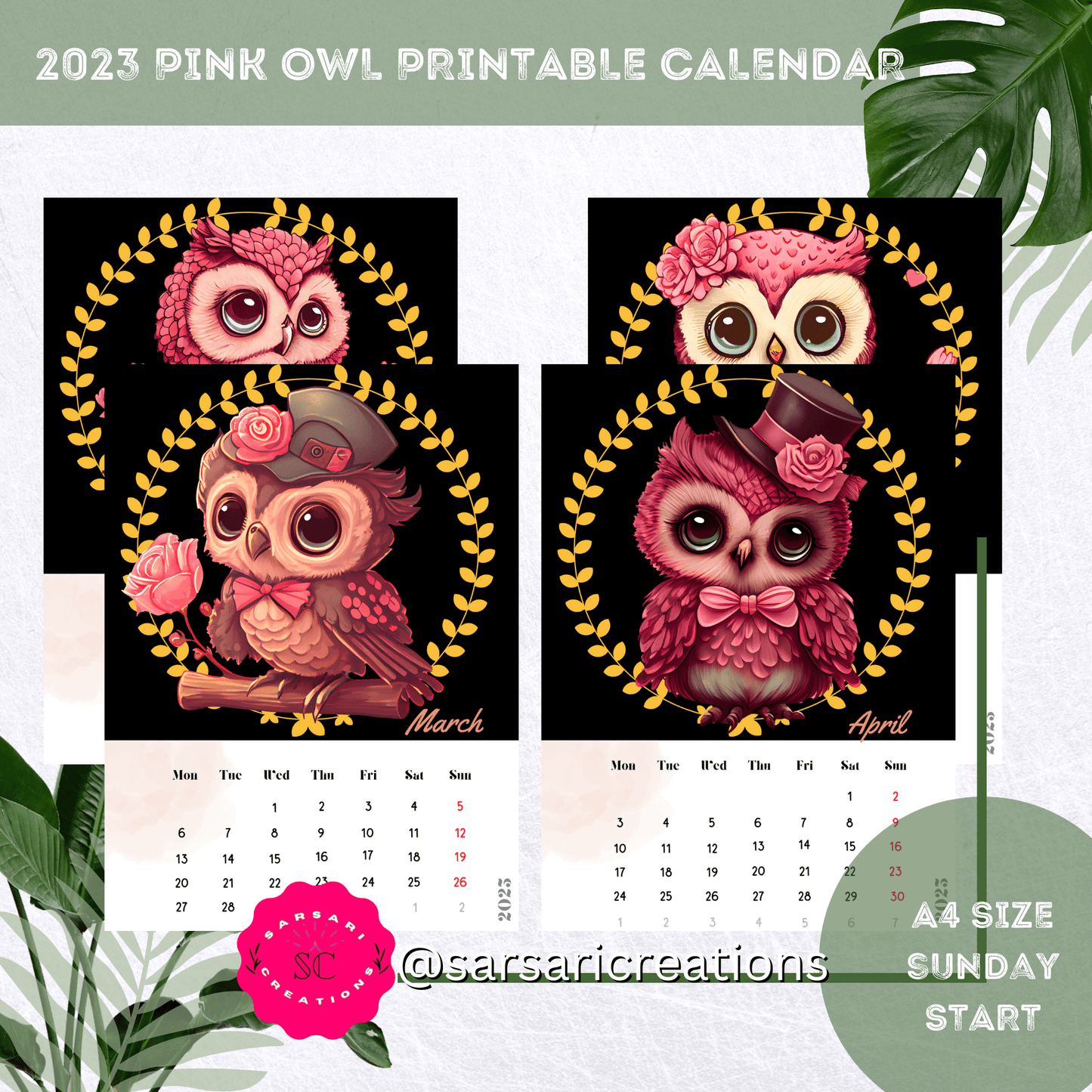 PINK OWLCALENDAR