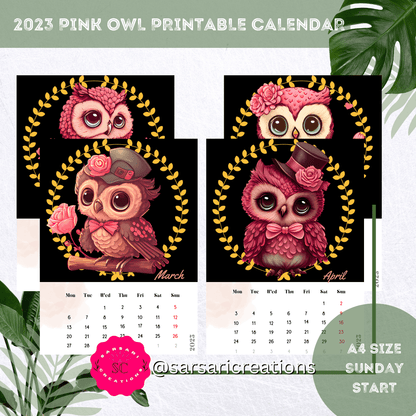 PINK OWLCALENDAR