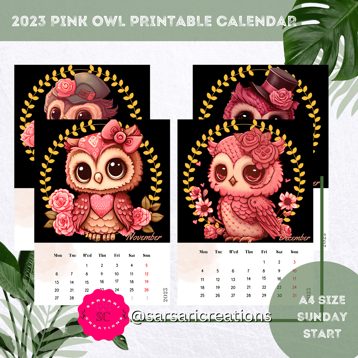 OWL ILLUSTRATION CALENDAR