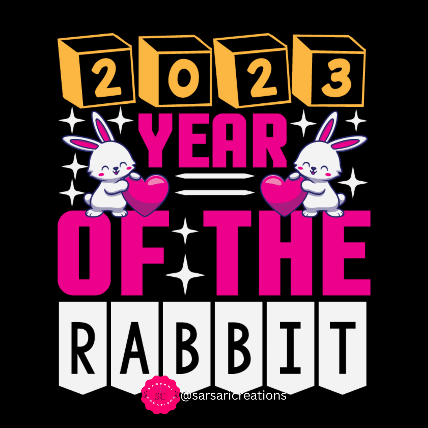 Hop into Good Charm: 2023 Year of the Rabbit T-Shirt - SarsariCreations