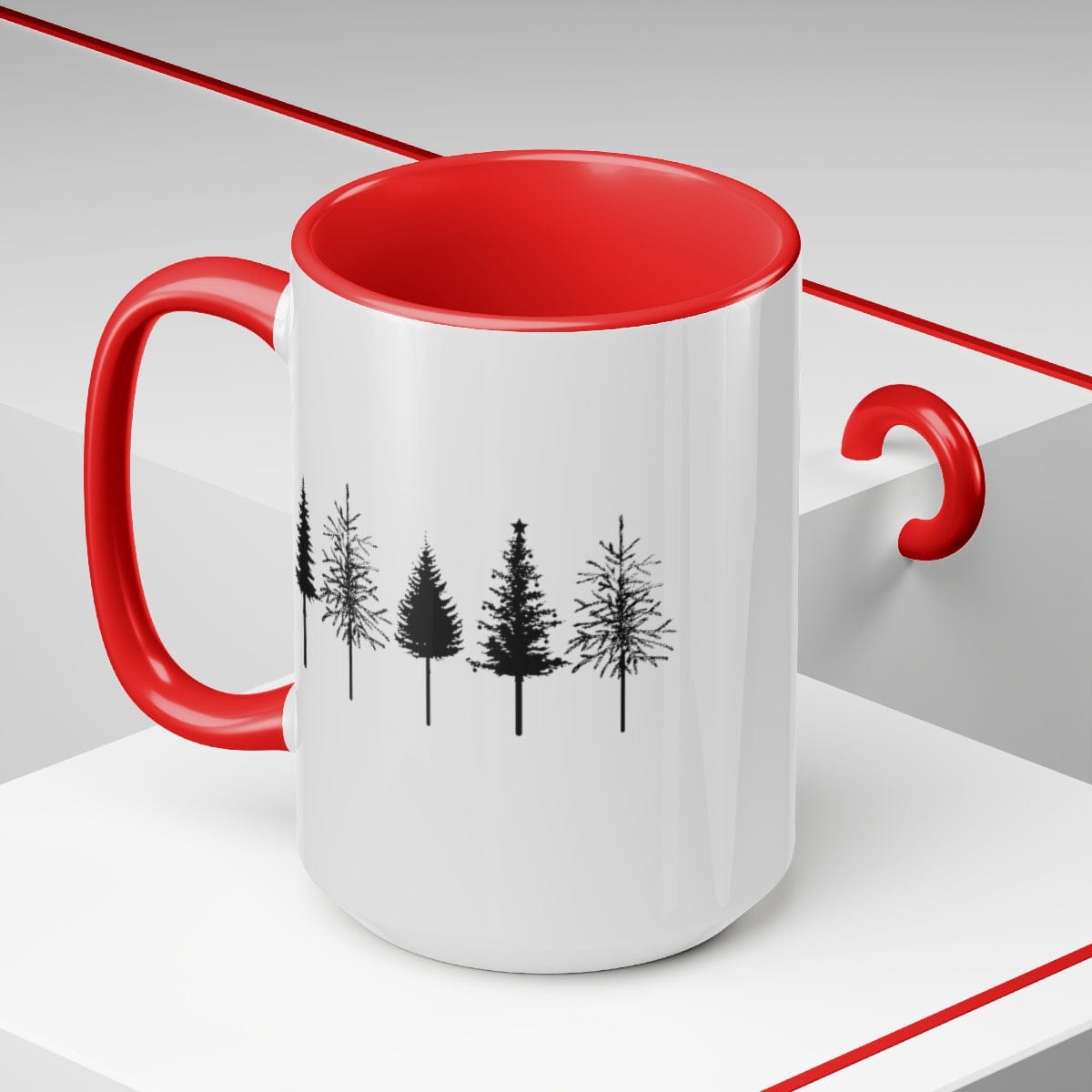 Christmas Mug, Christmas Decor, Personalized Mug, Tree Mug, Cute Christmas Gift 15 oz Two-Tone Coffee Mugs