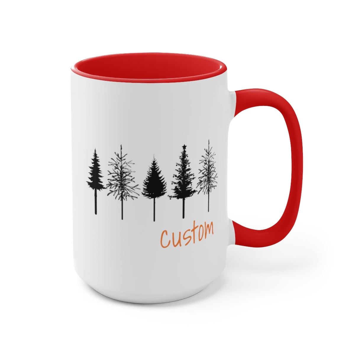 Christmas Mug, Christmas Decor, Personalized Mug, Tree Mug, Cute Christmas Gift 15 oz Two-Tone Coffee Mugs