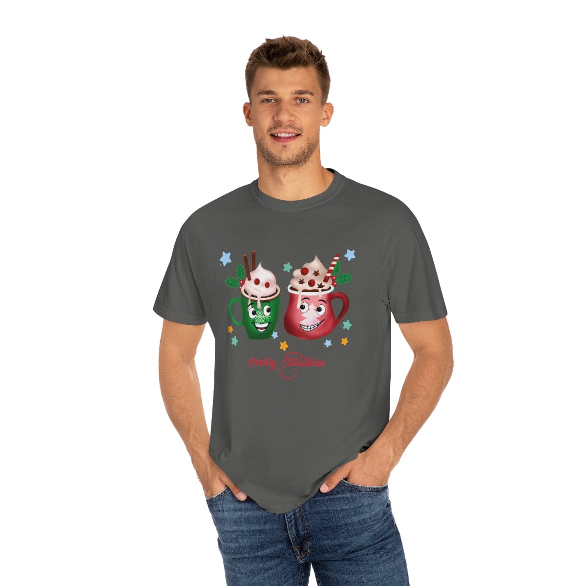 Retro Christmas Comfort Colors Shirt, Christmas Coffee Shirt, Christmas Men Gift, Retro Holiday Shirt, Funny Xmas T-Shirt, Unisex Garment-Dyed T-shirt