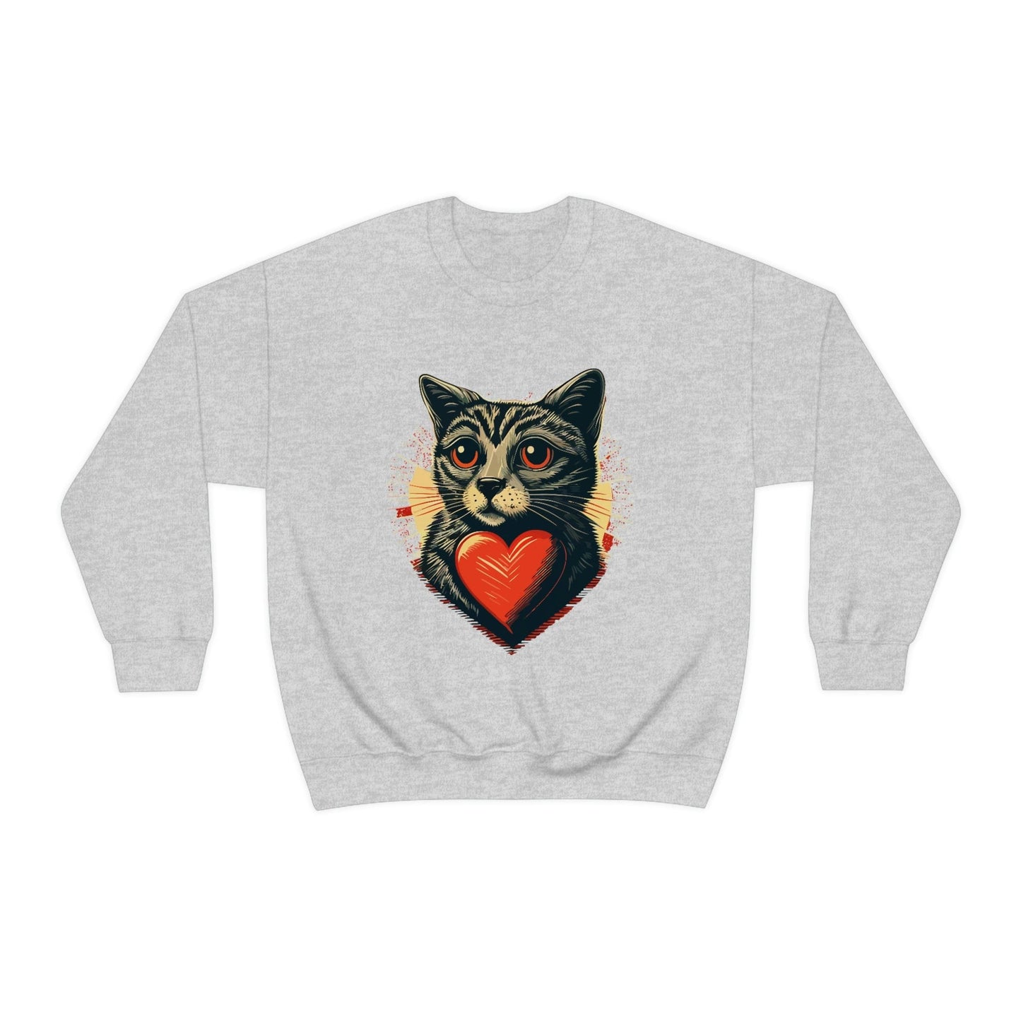 2023 Valentine's Day Sweatshirt: Cat with a Heartbeat of Love