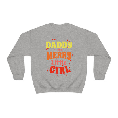 Daddy of a Merry Little Girl Oversized Men's Sweatshirt Back Print