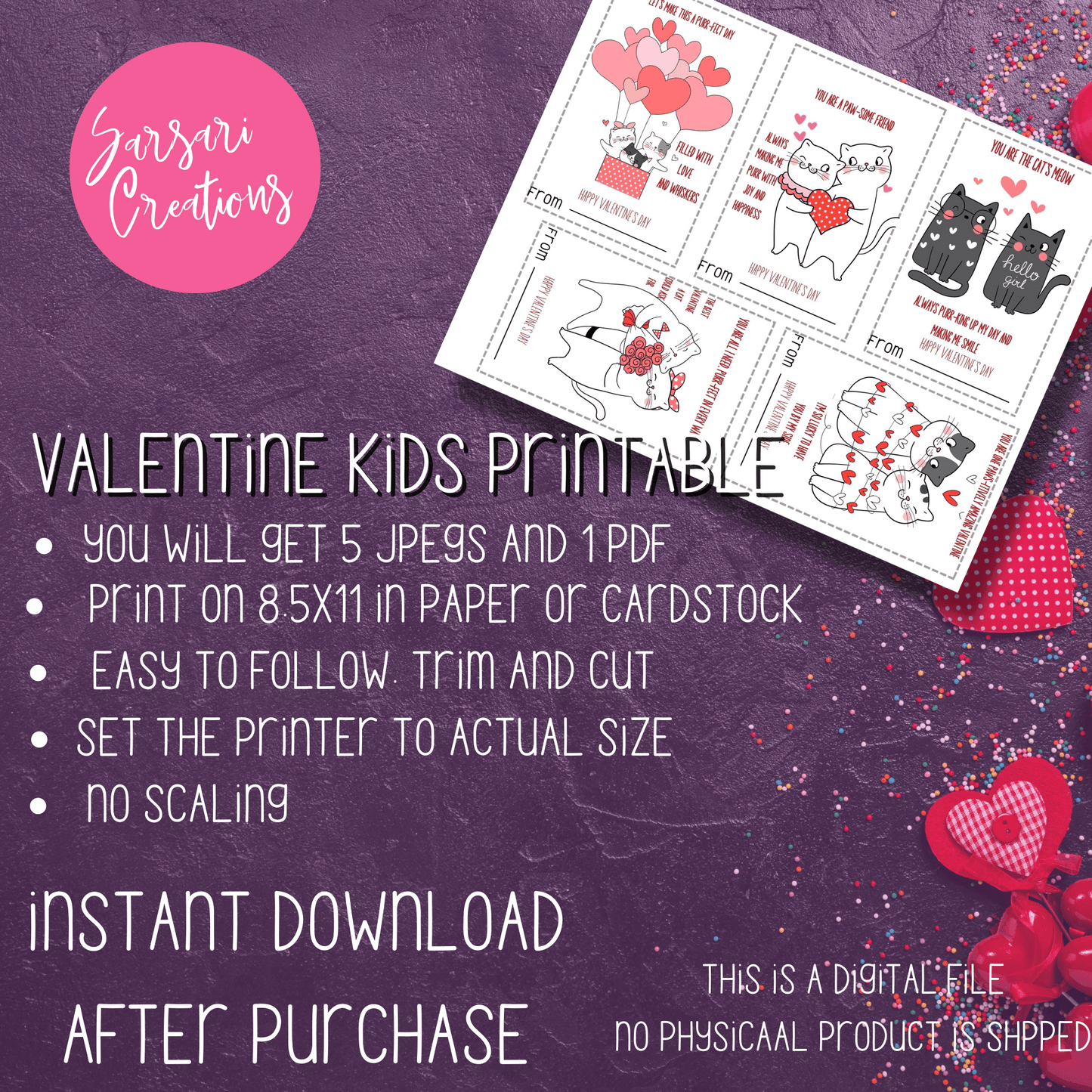 Buy 2023 Kitten Love Valentine's Day Printable: Classroom Cards, Gift Tags (Instant Download)