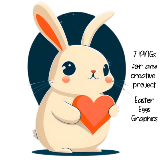 Vector Ai generated Playful Excited Rabbit Easter Images 2023 7 PNGs Set - Print on Demand Free Download - Instant Download