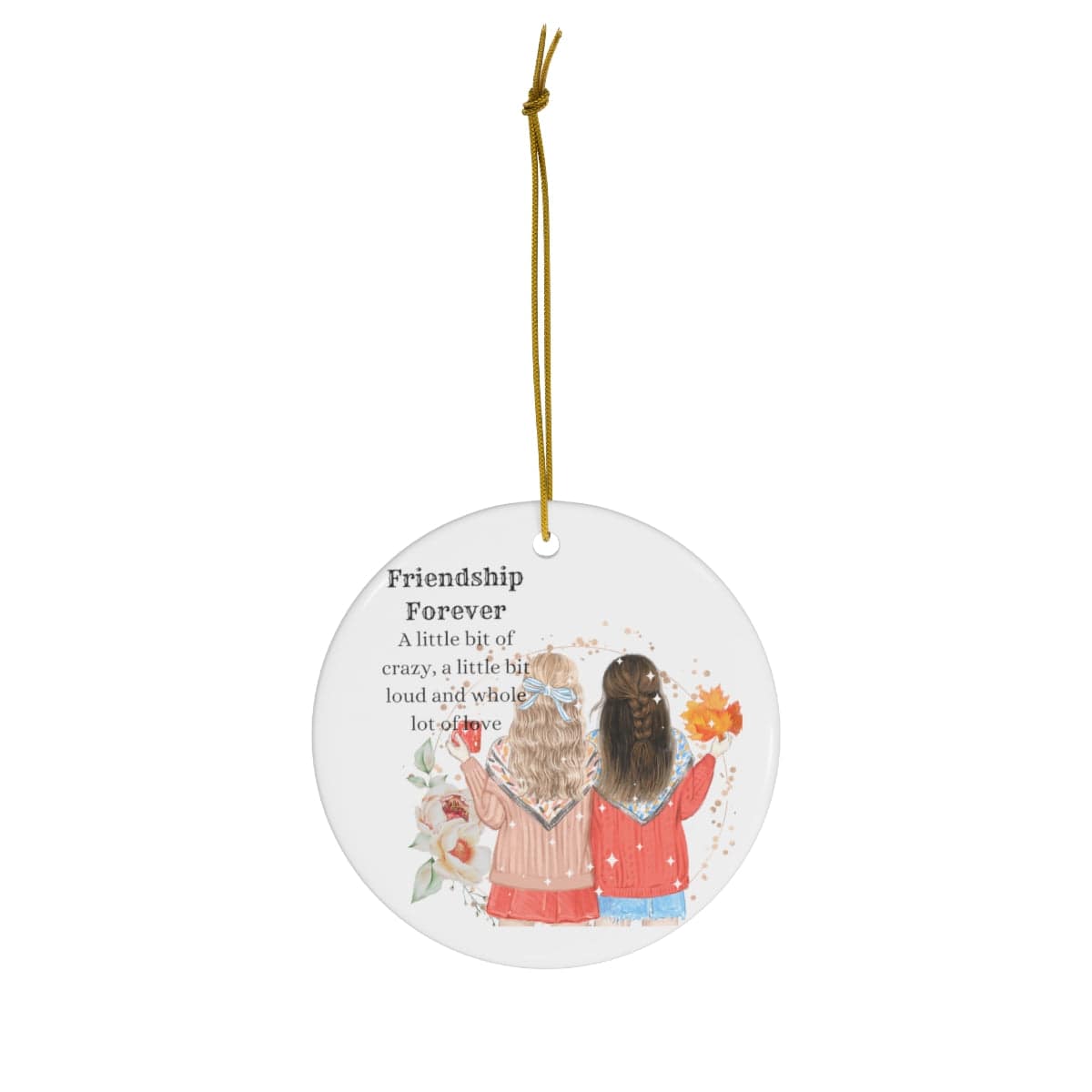 Friendship Forever Christmas Ceramic Ornament, 4 Shapes