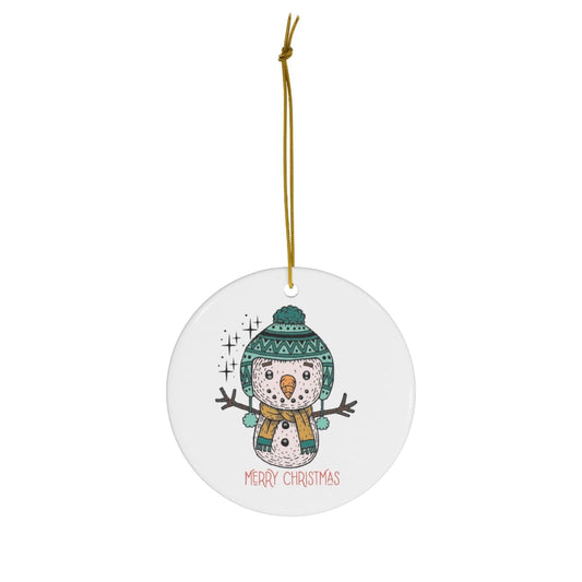 Cute Snowman Christmas Ceramic Ornament, 4 Shapes