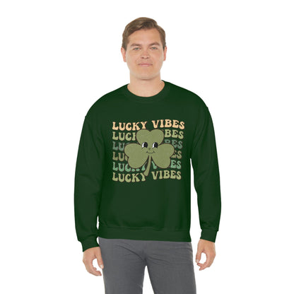 2023 Funny Groovy St. Patrick's Day Unisex Irish Lucky Vibes Clover Sweatshirt