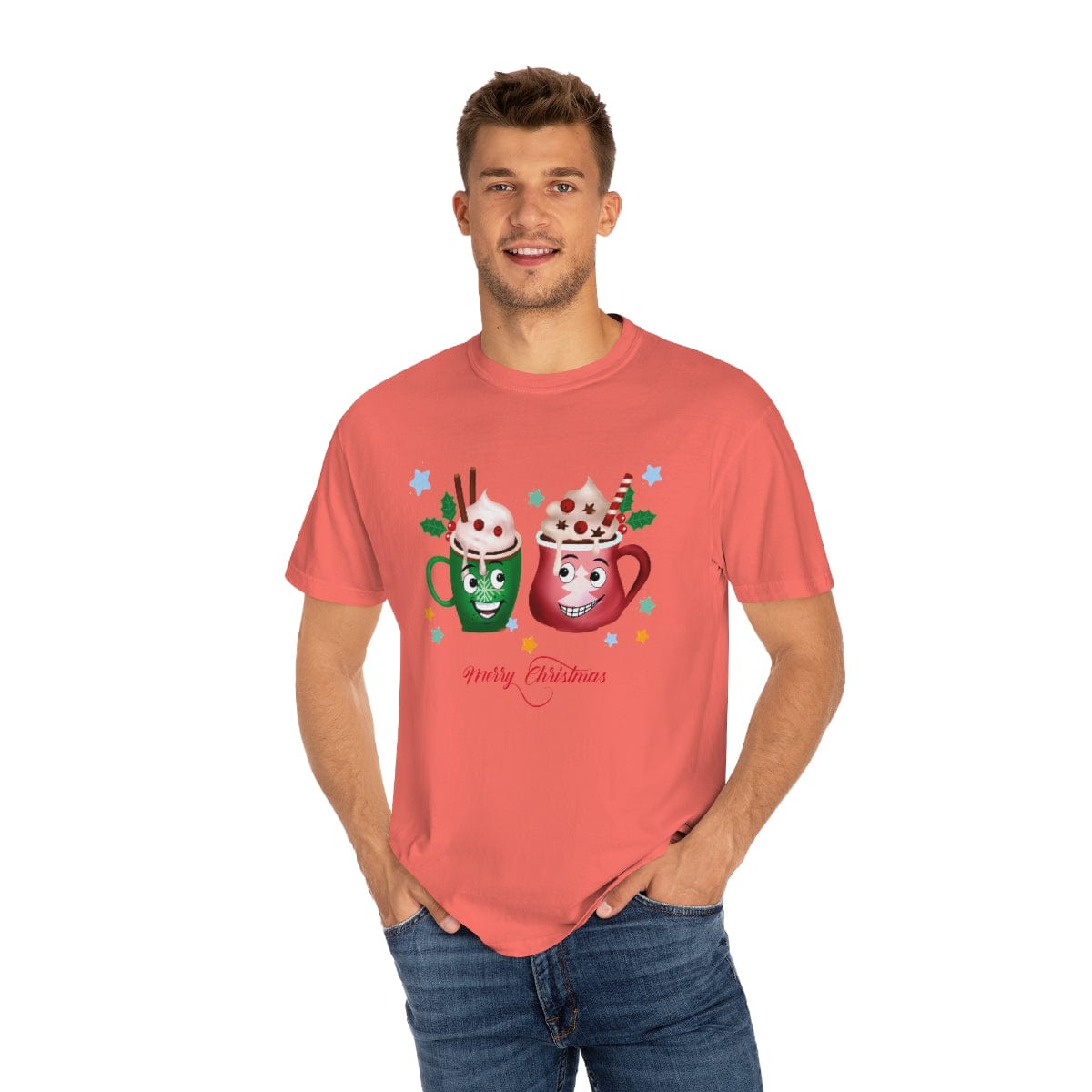 Retro Christmas Comfort Colors Shirt, Christmas Coffee Shirt, Christmas Men Gift, Retro Holiday Shirt, Funny Xmas T-Shirt, Unisex Garment-Dyed T-shirt