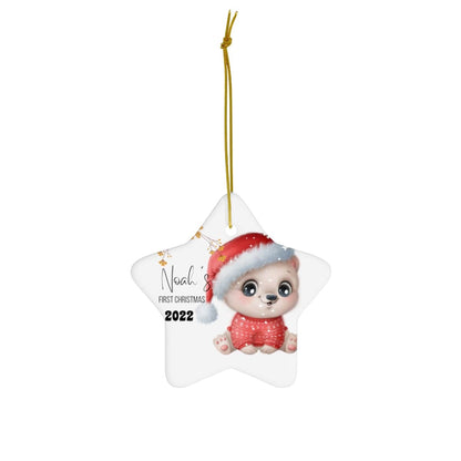 Noah's First Christmas 2022 Custom Ceramic Ornament, 4 Shapes