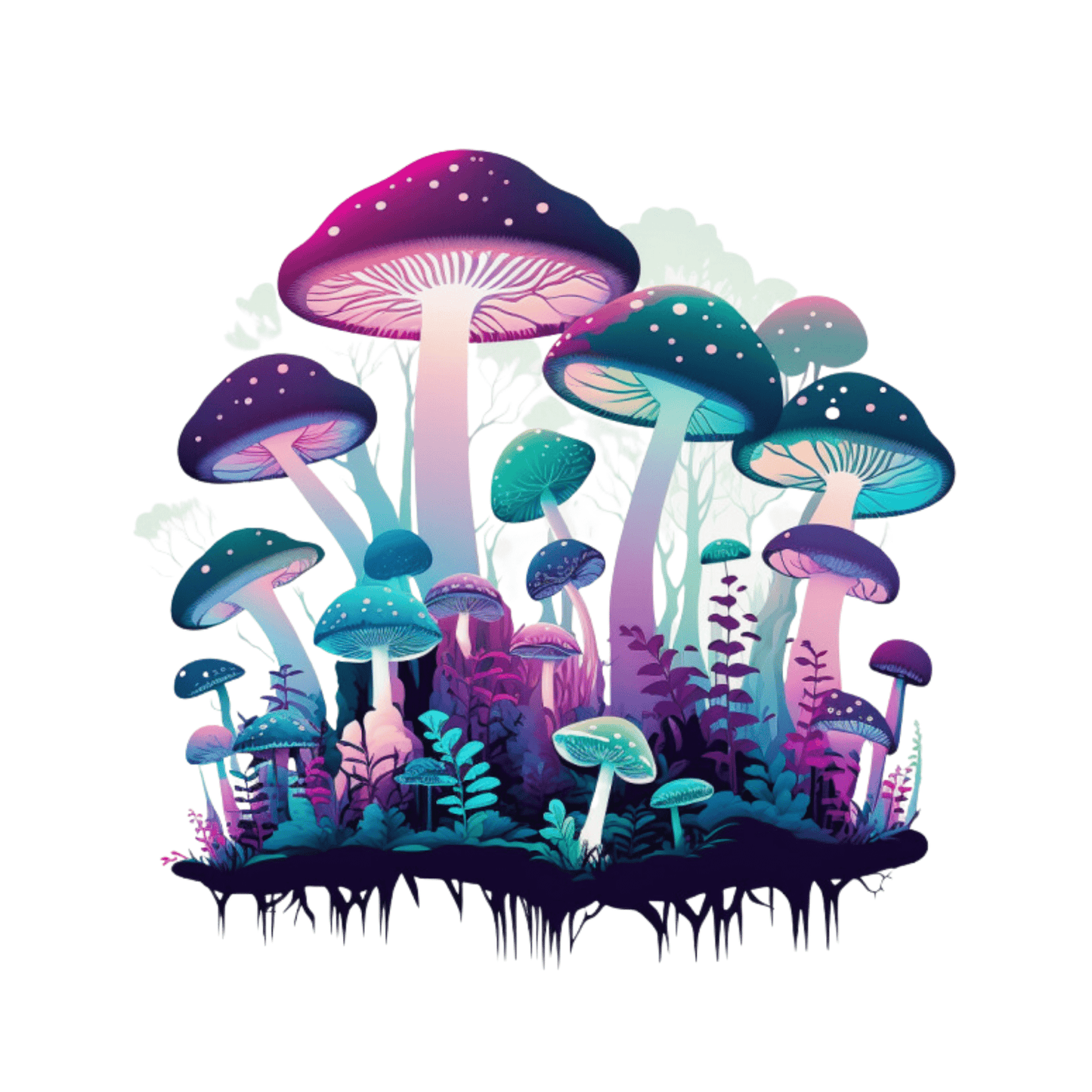 Mind-Bending Magical Mushroom Trip Images 2023 7 PNGs Set - Print on Demand Free Download - Instant Download