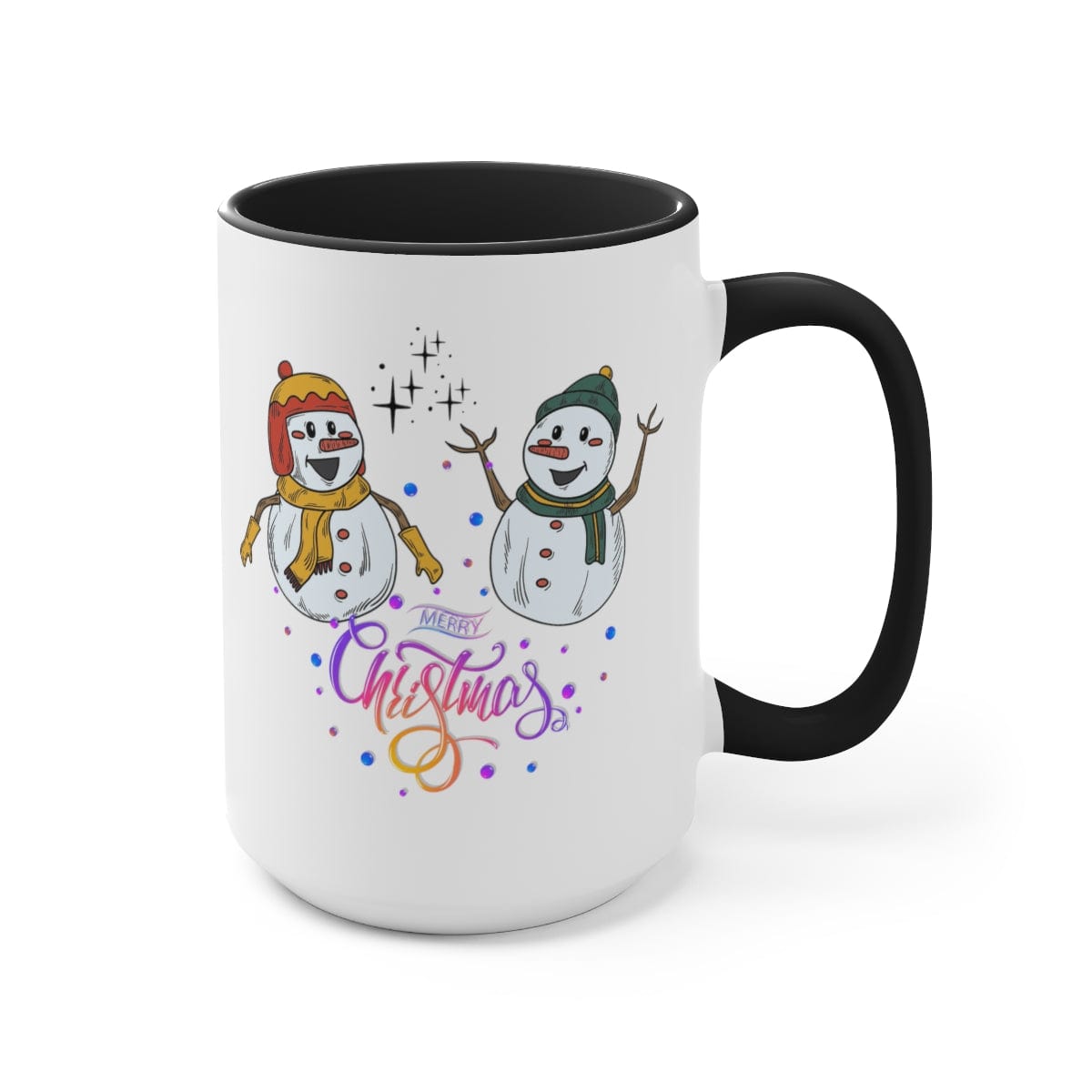 Snowy Christmas Mug, Christmas Decor, Gift for Mom 15 oz Two-Tone Coffee Mugs